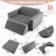 Kids modular play sofa in gray, featuring 8 pieces, soft suede material, and detachable covers for easy cleaning.