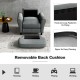 Modern gray accent chair with detachable back cushion, rubber wood legs, ideal for reading and resting.