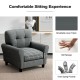 Modern gray upholstered accent chair with rubber wood legs, featuring a detachable back cushion for versatile comfort.
