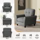 Gray modern upholstered accent chair with rubber wood legs, featuring a detachable back cushion for versatile use in.
