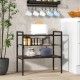 Industrial entryway table in rustic brown with removable metal shelf, ideal for kitchen or foyer organization.