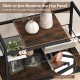 Close-up of the industrial entryway table showing the removable top panel and mesh shelf for customizable storage.