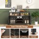 55-inch gray buffet sideboard featuring wine racks, glass holders, and an easy-clean tabletop for stylish storage.