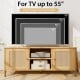Boho TV stand with faux rattan doors, designed for TVs up to 55 inches, featuring ample storage and cable management.