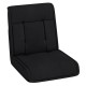 Black folding floor chair featuring a sleek design, adjustable backrest, and soft faux fabric for ultimate relaxation.