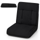 Black folding floor chair with 14-position adjustable backrest, ideal for gaming, reading, or napping.