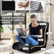 Folding floor chair in black with adjustable backrest, designed for comfort during gaming, reading, or napping.