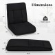 Folding floor chair in black with adjustable backrest, ideal for gaming, reading, and napping, supports up to 330 lbs.