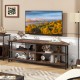 3-tier corner TV stand in rustic brown with a heavy-duty metal frame and adjustable foot pads for stable placement.