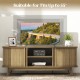 TV stand for 55-inch TV in oak finish with dual sliding doors, adjustable shelves, and rustic design for stylish.