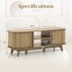TV stand for 55-inch TV with dual sliding doors, oak finish, adjustable shelf, and protective round corners for.