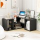 L-shaped adjustable TV stand in black with storage cubes, suitable for TVs up to 55 inches, ideal for modern decor.