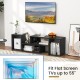 Adjustable black TV stand with L-shaped shelves, fits TVs up to 55 inches, featuring open storage cubes for.
