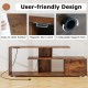 Rustic brown 60-inch entertainment center with 3-tier shelves, built-in power outlet, and adjustable support feet for.