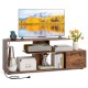 60-inch rustic brown entertainment center TV stand with built-in power outlet and open storage shelves for organization.