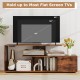 Rustic brown 60-inch entertainment center TV stand with built-in power outlet and open storage shelves for versatile.