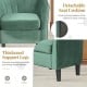 Upholstered green teddy velvet club barrel chair with removable cushion and thickened support legs for stability.