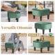 Versatile green ottoman with solid legs, serving as a footrest, extra seat, or side table for any room.