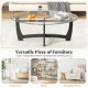 Oval coffee table with tempered glass top and rubber wood legs, featuring an X-shaped base for versatile use in any.