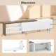 Dimensions of the 3 Pieces Farmhouse TV Stand in white, featuring a wide tabletop and open compartments for storage.