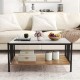2 Tier coffee table with sintered stone tabletop in white, featuring dual-layer storage and a faux marble texture for.