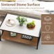2 Tier coffee table with a sintered stone tabletop in white, featuring a luxurious faux marble texture for stylish.