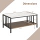 Dimensions of the 2 Tier Coffee Table with sintered stone tabletop, featuring a metal structure and dual-layer storage.