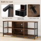 Rustic brown and black TV stand with heavy-duty metal frame, non-slip foot pads, and 6-cube storage for organization.