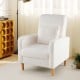 Modern upholstered sofa chair in white featuring a cozy teddy fleece cover and curved armrests for enhanced support.