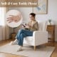 Modern upholstered sofa chair in white with teddy fleece cover and lumbar pillow, perfect for cozy living spaces.