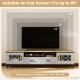 Farmhouse TV stand for TVs up to 80 inches, featuring oak and gray finish, with 2 drawers and ample storage space.