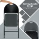 Padded folding office chair with ergonomic backrest and carrying handle, designed for easy storage and portability.