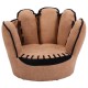 Baseball glove shaped upholstered sofa in soft faux suede for kids aged 3-5, perfect for leisure and play.