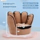 Baseball glove shaped kids sofa in soft faux suede, suitable for ages 3-5, with a size of 23" x 19" x 17".
