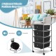 4-drawer cart storage organizer in black with metal frame and wheels, perfect for easy movement and stylish storage.