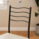Close-up of the black metal chair backrest from the 5 Pieces Wood Metal Dining Table Set, offering reliable support and.