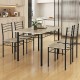5-piece wood and metal dining table set with 4 chairs in natural finish, perfect for accommodating up to 4 people.