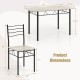 Dimensions of the 5-piece wood metal dining table set with 4 chairs, featuring a natural finish for versatile use.