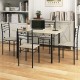 5-piece wood and metal dining table set with 4 chairs in natural finish, perfect for compact spaces and dining.
