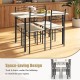 5-piece wood and metal dining table set with 4 chairs in natural finish, designed for compact spaces and easy storage.