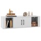 Wall-mounted white storage cabinet with two doors, open compartments, and modern design for versatile organization.