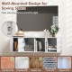 Wall-mounted floating desk hutch in white with 2 doors and open compartments for stylish storage and display.