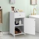 Single door bathroom cabinet in white with adjustable shelf, drawer, and towels, ideal for versatile storage solutions.