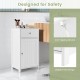 Single door bathroom cabinet in white with adjustable shelf, drawer, and anti-tipping device for secure storage.