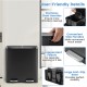 16-gallon dual step trash can in black with two independent pedals and stainless steel handles for easy garbage sorting.