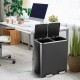 Dual step trash can in black with two separate buckets for easy garbage sorting, ideal for home or office use.