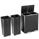 16-gallon dual step trash can in black with two separate buckets for efficient garbage sorting and noiseless lid.