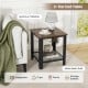 Industrial 2-tier end table in black with a spacious wooden top and metal mesh shelf for versatile storage and decor.