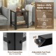 Industrial black end table with a sturdy metal frame, two tiers, and adjustable foot pads for stability in any room.