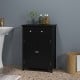 Black 2-door bathroom cabinet with drawer, adjustable shelf, and modern design for versatile storage solutions.